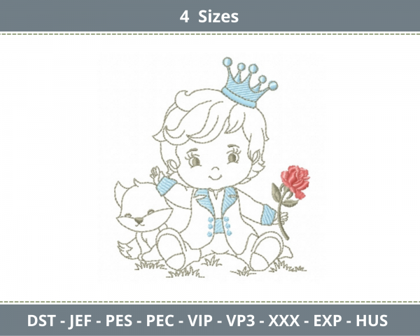 Baby Boy King Embroidery Design-4 Sizes-Instant Download Online
