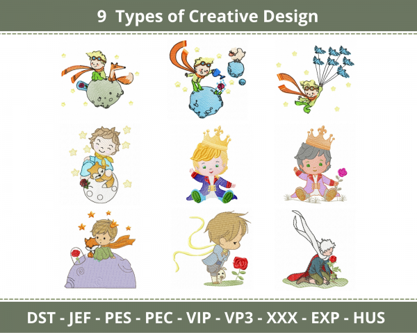 Cute Boy's Embroidery Design-7 Types-Instant Download Online