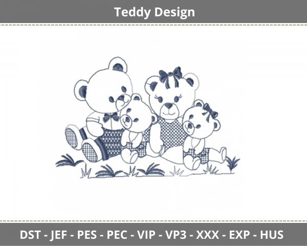 Cute Teddy Embroidery Design-Instant Download Online
