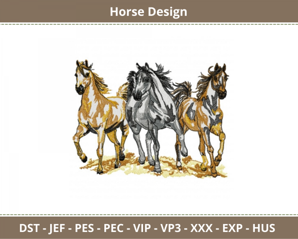 Trio Horse Embroidery Design-Instant Download Online