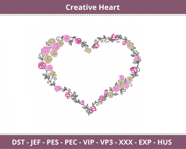 Creative Heart  Embroidery Design-Instant Download Online Machine Embroidery Designs