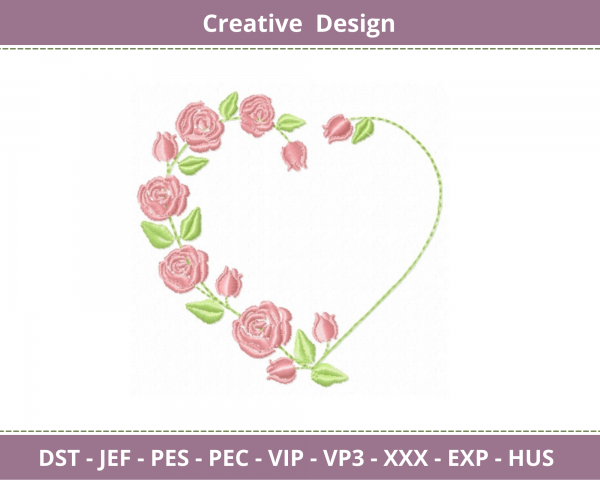 Floral Heart Embroidery Design-Instant Download Online