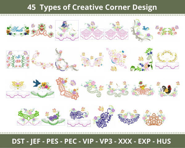 Creative Embroidery Design-45 Types-Instant Download Online