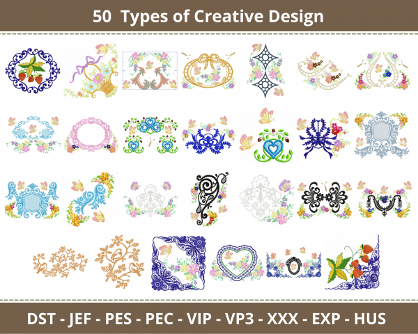Creative Corner Embroidery Design-50 Types-Instant Download Online