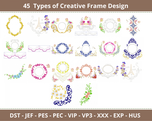 Creative Frame Embroidery Design-45 Types-Instant Download Online Machine Embroidery Designs