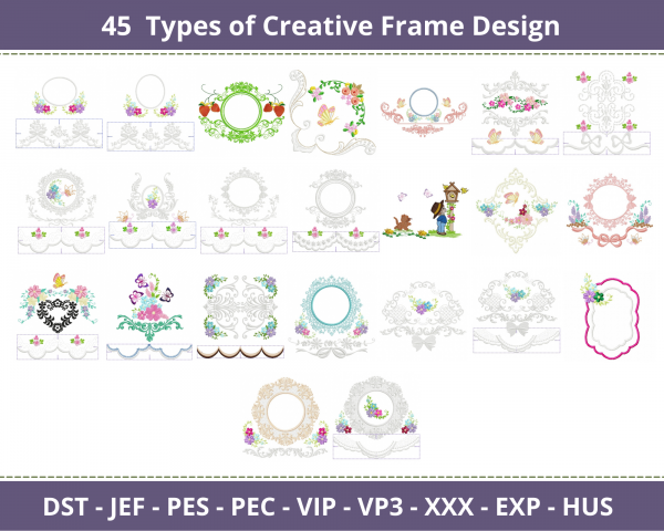 Creative Frame Embroidery Design-45 Types-Instant Download Online Machine Embroidery Designs