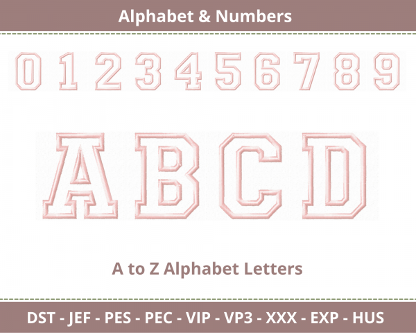 Applique Alphabet & Numbers Font Embroidery Design