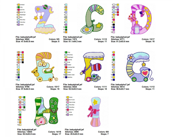 Baby Alphabet Font Embroidery Design Machine Embroidery Designs
