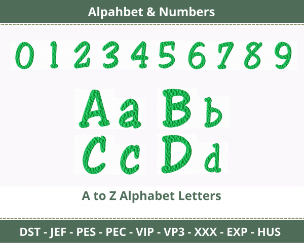 Alphabet & Numbers Font Embroidery Design