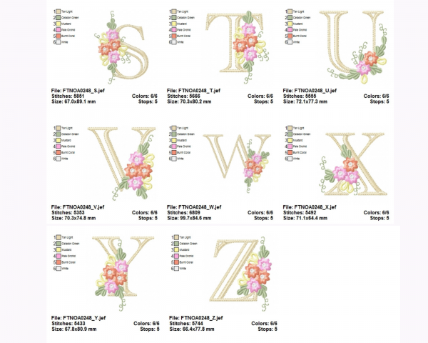 Floral Alphabet  Machine Embroidery Font Design Machine Embroidery Designs