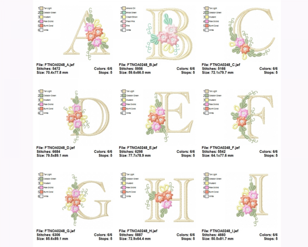 Floral Alphabet  Machine Embroidery Font Design Machine Embroidery Designs