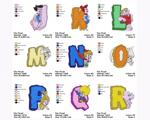 Cartoon Alphabet & Numbers Embroidery Font Design Machine Embroidery Designs