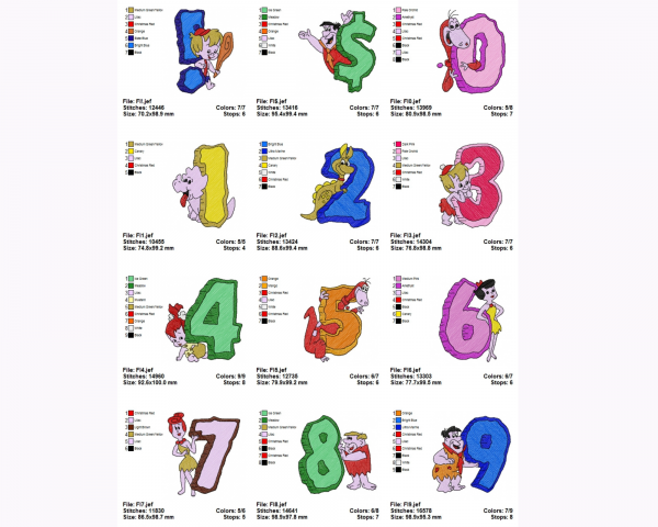 Cartoon Alphabet & Numbers Embroidery Font Design Machine Embroidery Designs