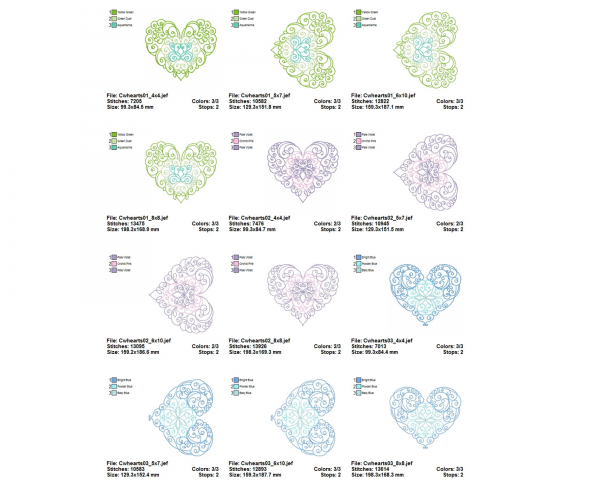 Creative Heart Machine Embroidery Designs-4 Sizes-10 Types-instant download