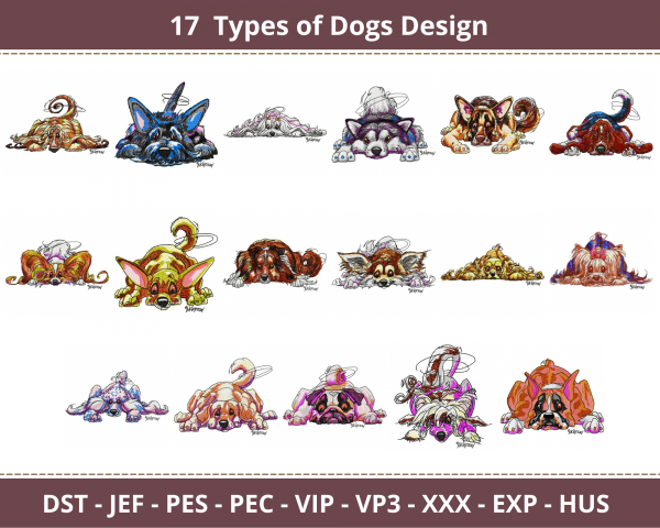 Dog Machine Embroidery Designs-17 Types-instant download