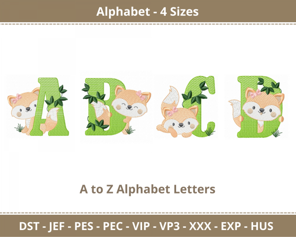 Animal Alphabet Machine Embroidery Designs