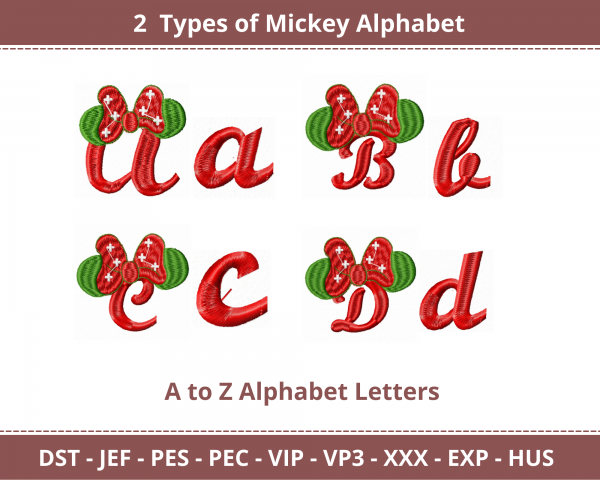 Mickey Alphabet Machine Embroidery Designs