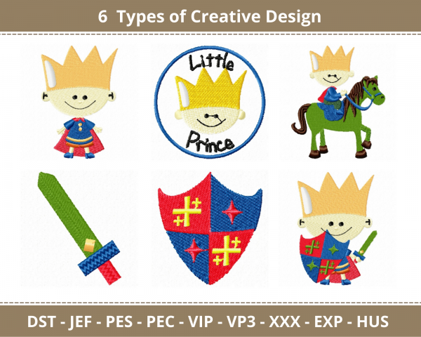 Little Prince Machine Embroidery Designs-6 Types-instant download