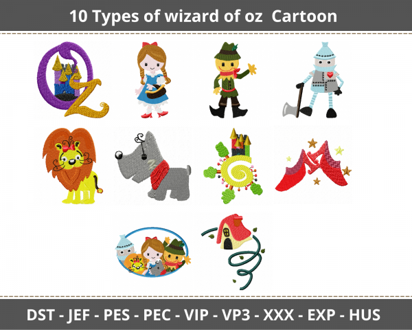 Wizard Of OZ Cartoon Machine Embroidery Designs