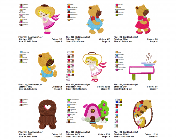 Cartoon Machine Embroidery Designs-9 Types-instant download