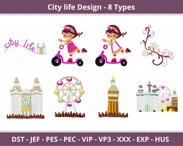 City Life Machine Embroidery Designs