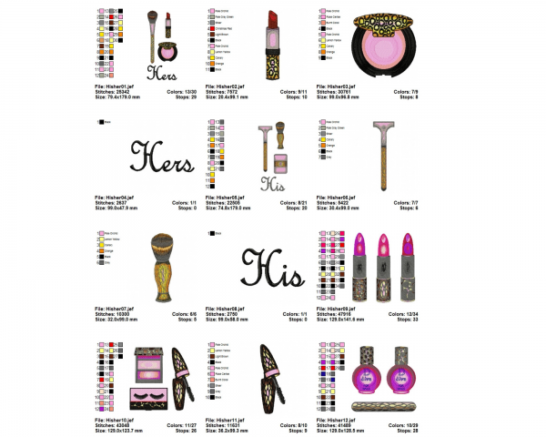 Beauty Products Machine Embroidery Designs-20 Types-instant download