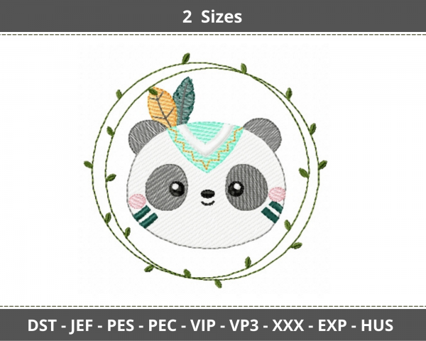 Panda Cartoon Machine Embroidery Designs-2 Sizes-instant download