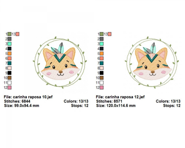 Fox Animal Machine Embroidery Designs-2 Sizes-instant download