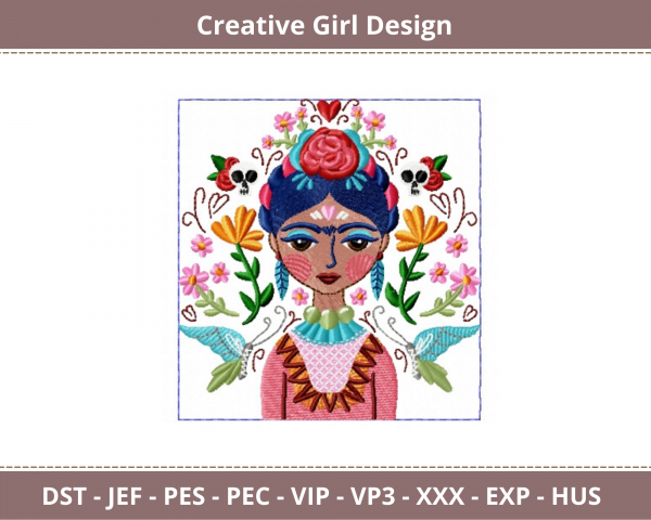 Creative Girl Machine Embroidery Designs-instant download