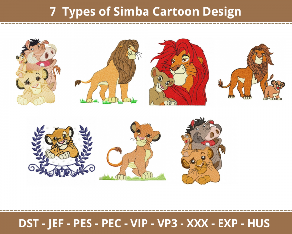Simba Cartoon Machine Embroidery Designs