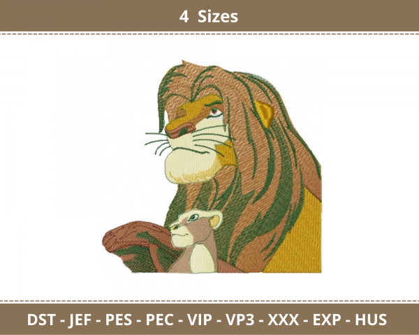 Simba Cartoon Machine Embroidery Designs-4 Sizes-instant download
