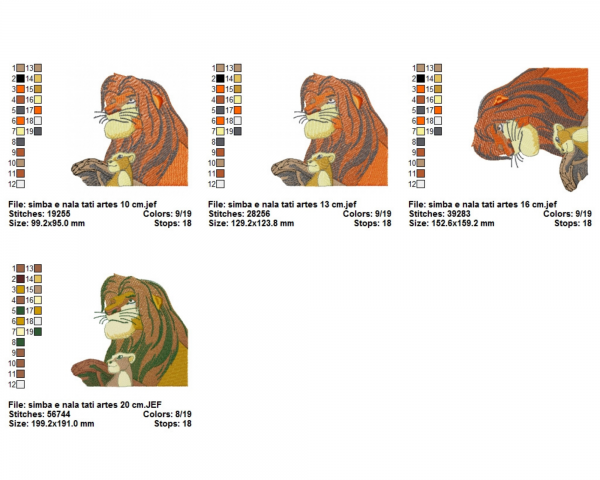 Simba Cartoon Machine Embroidery Designs-4 Sizes-instant download