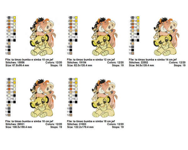 Simba Cartoon Machine Embroidery Designs-5 Sizes-instant download