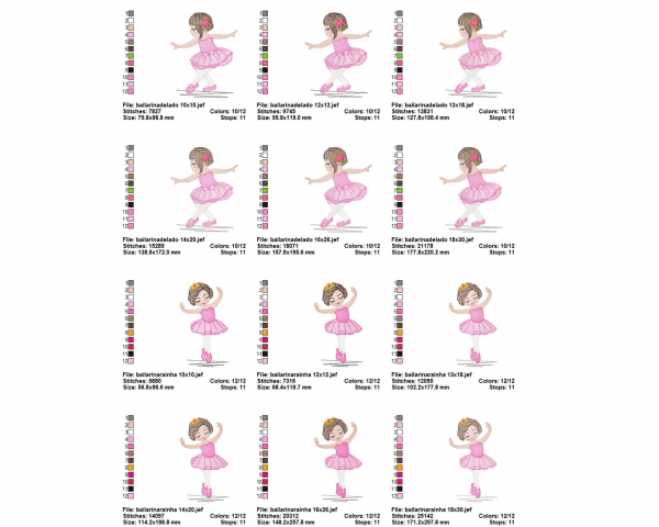 Ballet Dancer Girl Machine Embroidery Designs-6 Sizes-6 Types-instant download