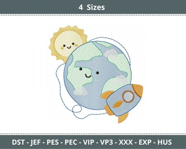 Earth Machine Embroidery Designs-4 Sizes-instant download