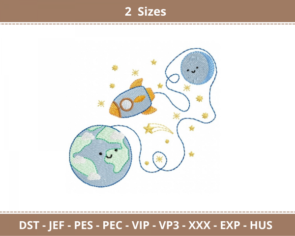 Space Machine Embroidery Designs-2 Sizes-instant download
