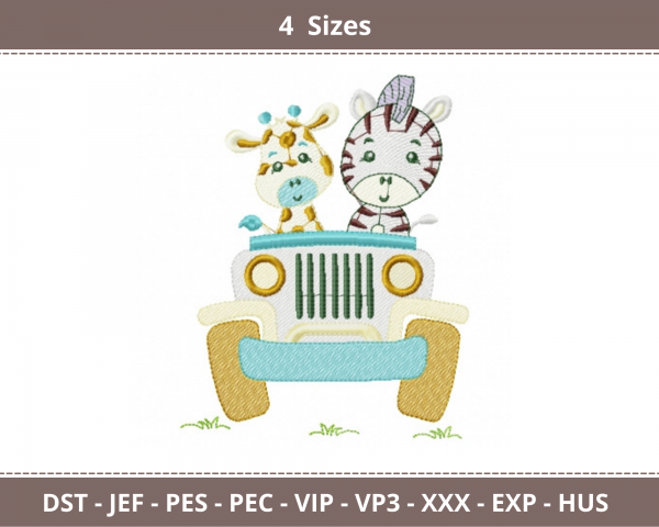 Safari Animal Machine Embroidery Designs-4 Sizes-instant download