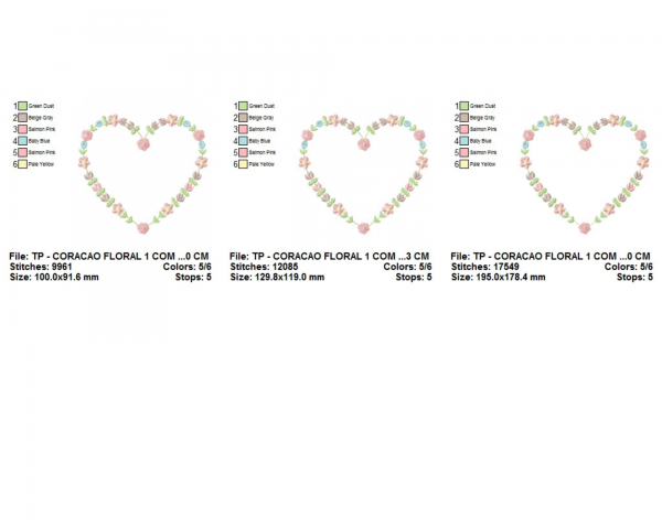 Floral Heart Machine Embroidery Designs-3 Sizes-instant download