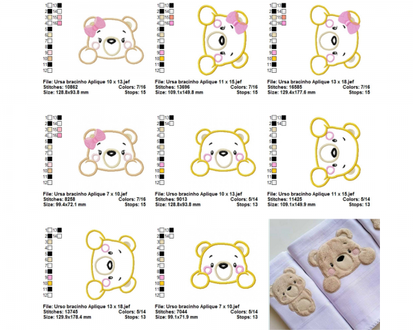Teddy Bear Machine Embroidery Designs-4 Sizes-2 Types-instant download