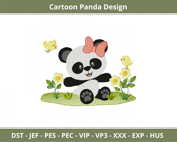 Cartoon Panda Machine Embroidery Designs-instant download
