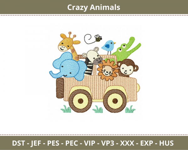 Crazy Animals Machine Embroidery Designs
