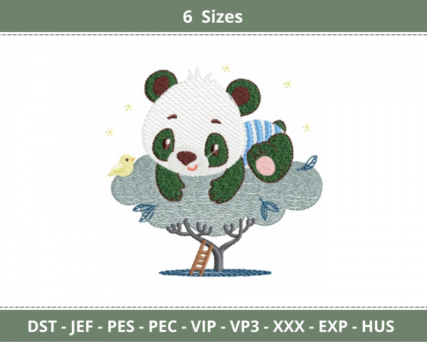 Panda Cartoon Machine Embroidery Designs-6 Sizes-instant download