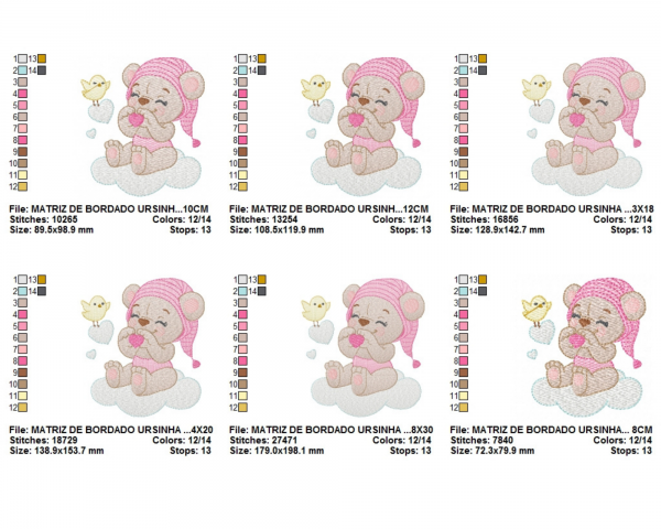 Cute Teddy Machine Embroidery Designs-6 Sizes-instant download
