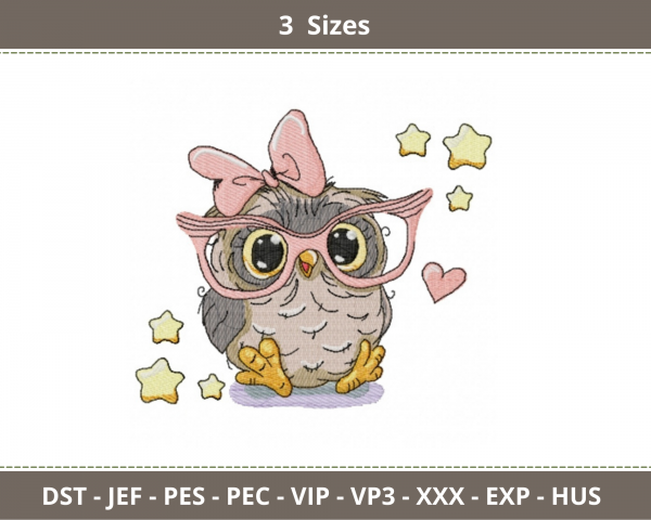 Owl Machine Embroidery Designs-3 Sizes-instant download
