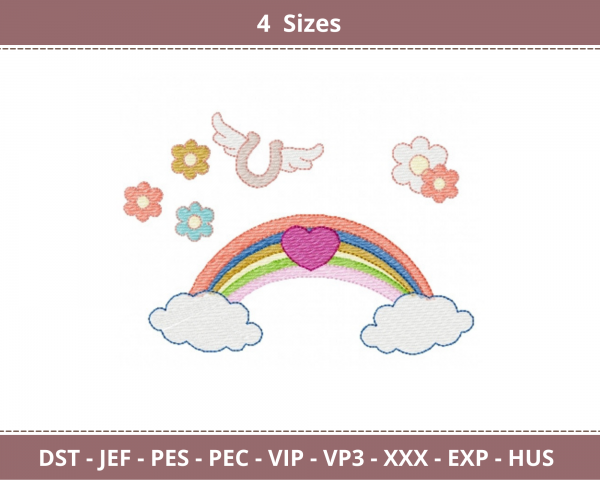 Creative Rainbow Machine Embroidery Designs-4 Sizes-instant download
