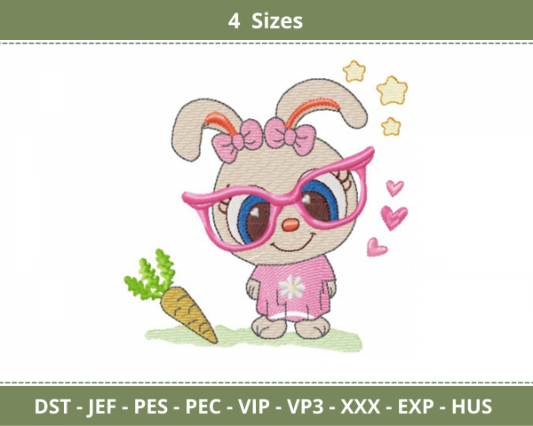 Cute Bunny Machine Embroidery Designs-4 Sizes-instant download