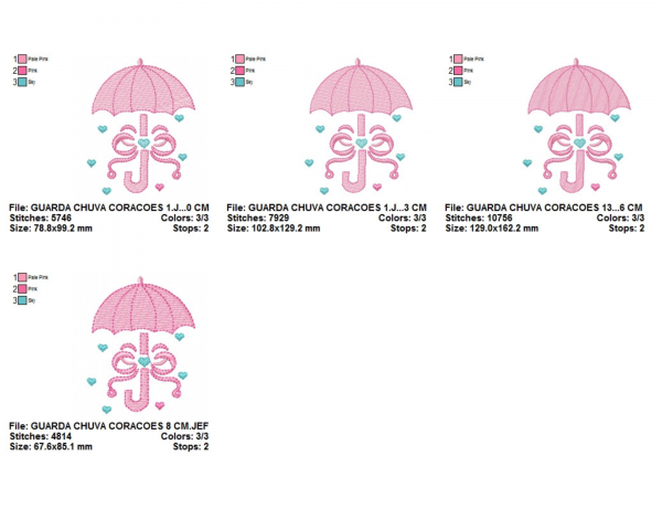 Creative Umbrella Machine Embroidery Designs-4 Sizes-instant download