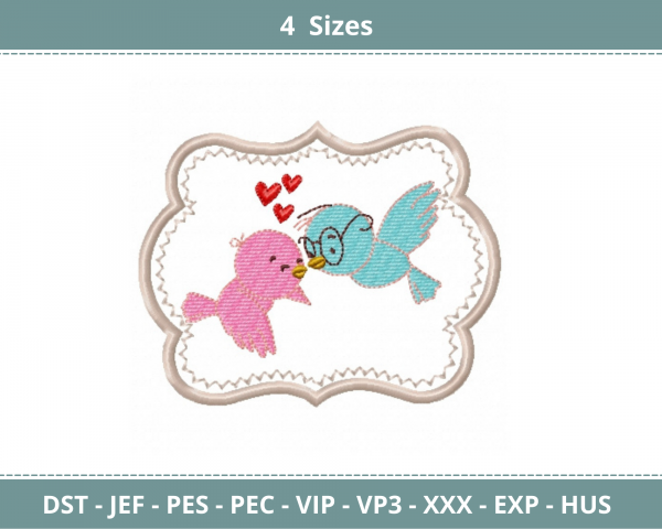 Love Birds Machine Embroidery Designs-4 Sizes-instant download