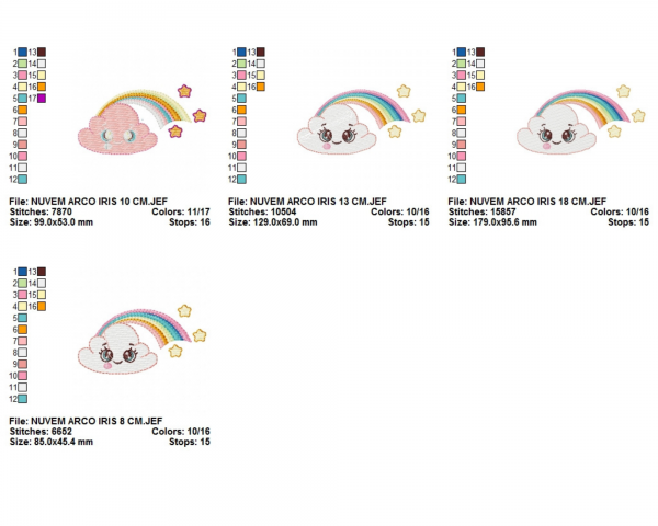 Rainbow With Cloud Machine Embroidery Designs-4 Sizes-instant download