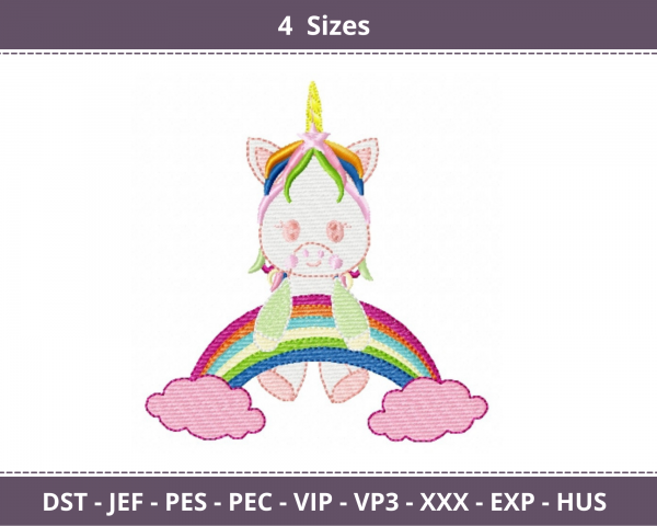 Unicorn Machine Embroidery Designs-4 Sizes-instant download